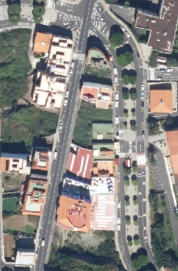 Vista aérea de los accesos de ventas y taller de Grupo Autos Mesa